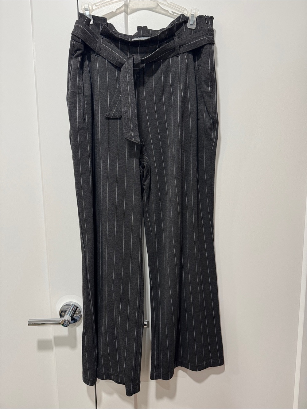 Ci Sono Black Pinstripe Paperbag Waist Trousers